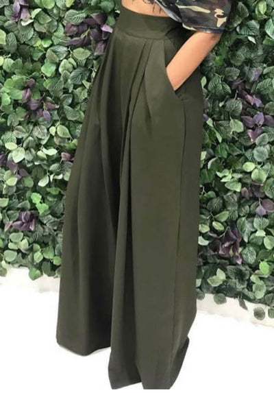 Hunter Green Wide Leg Pants - Shop Kpellé