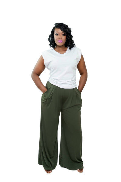 Hunter Green Wide Leg Pants - Shop Kpellé